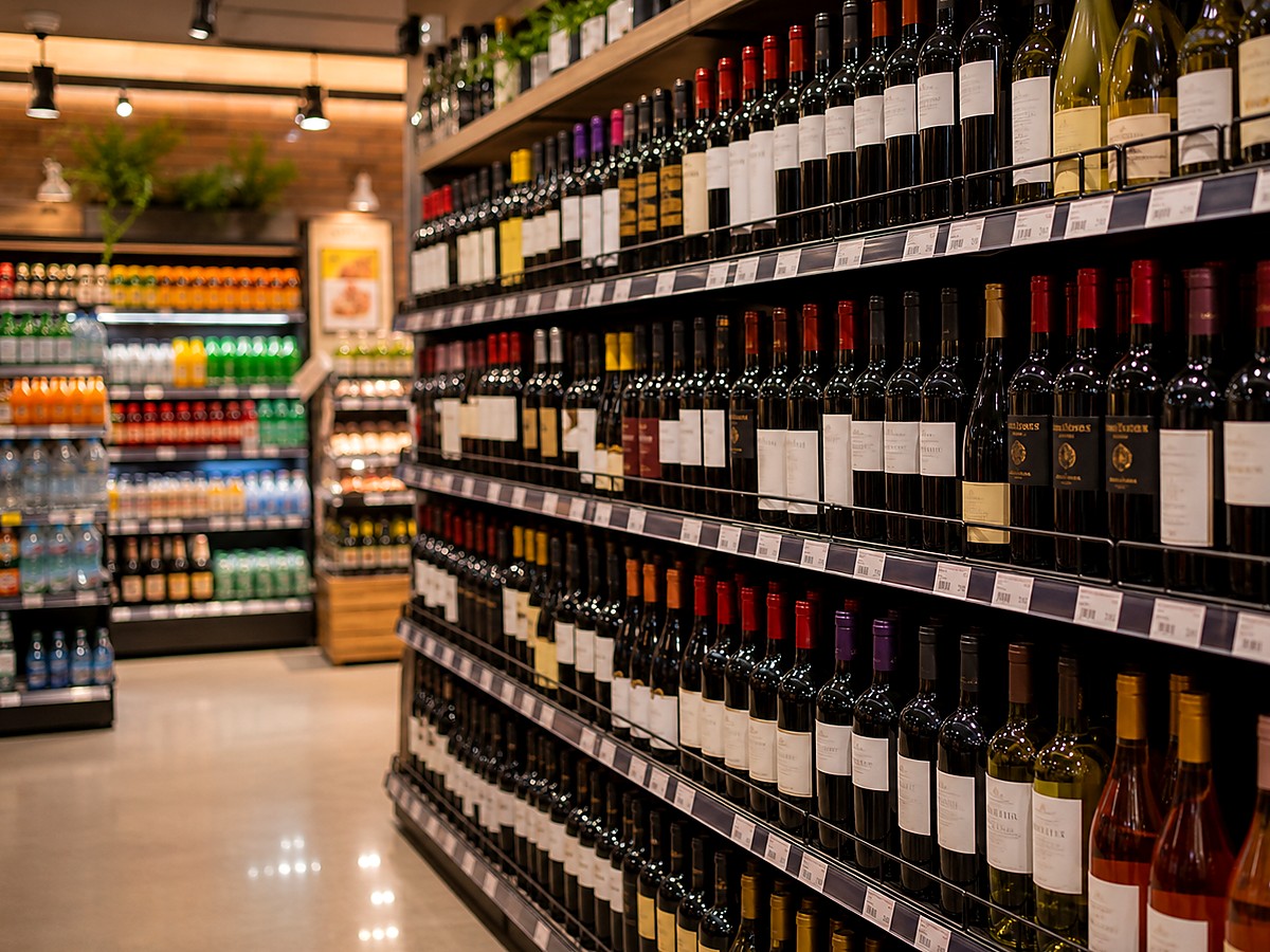 Setor de bebidas do supermercado